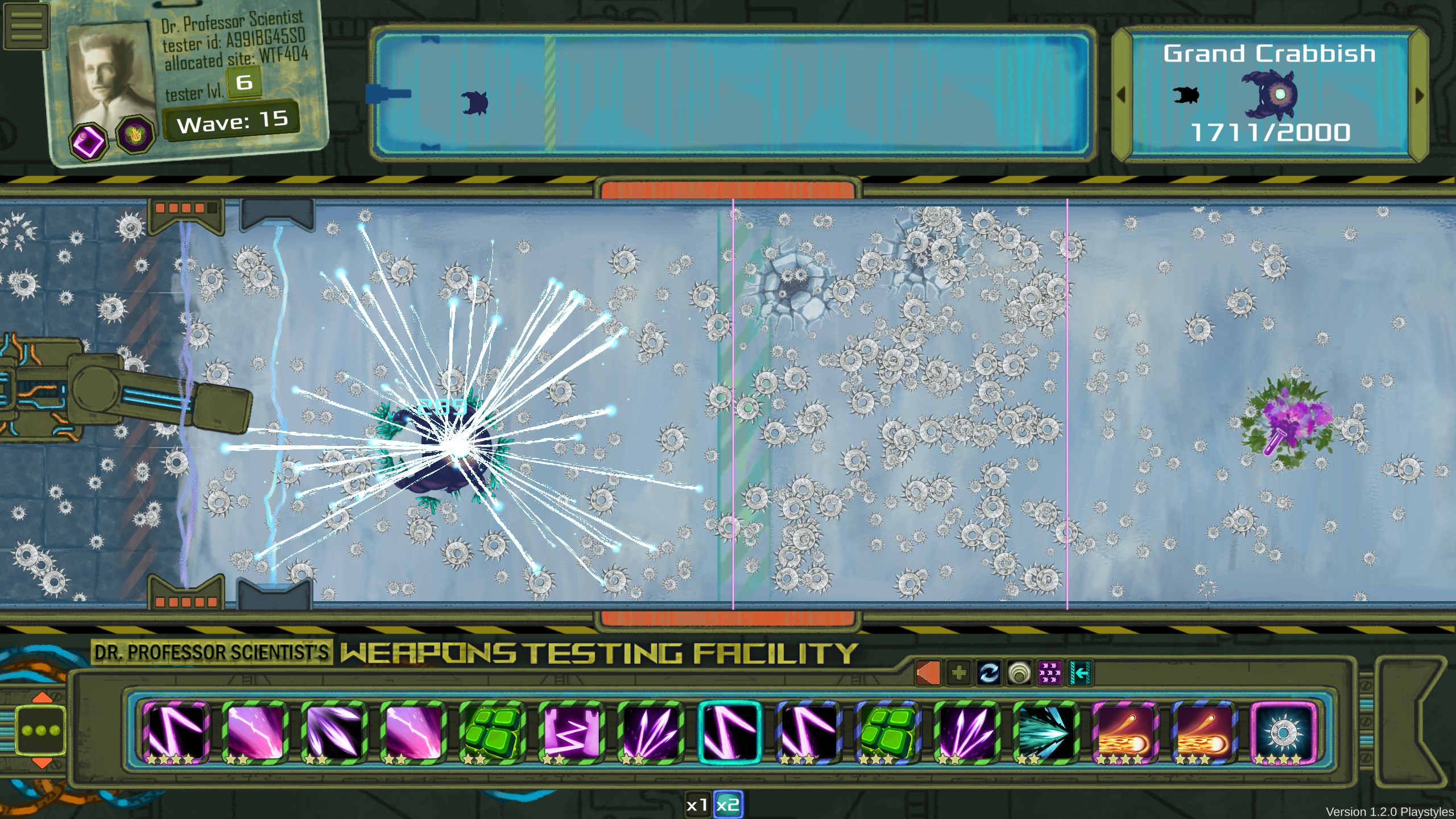 a screenshot of Dr. Professor Scientist's Weapons Testing Facility gameplay